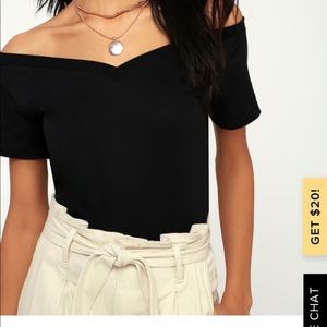 Lulus Bostick Black off the shoulder tee